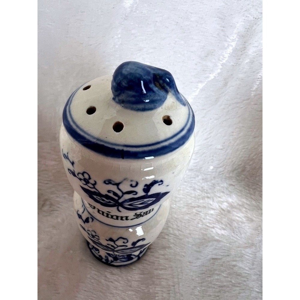 Vintage Blue Onion Decor Ceramic Spice Jar Set Garlic Salt Onion Ginger Japan - Picture 8 of 15